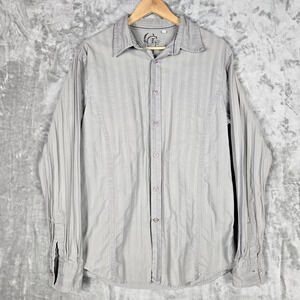Guess Long Sleeve Button Up Shirt Striped Ribbed Mens Large 90s Y2K Casual VTG